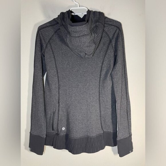 Lululemon Think Fast Hoodie Heathered Herringbone Black size 6 - Picture 8 of 9